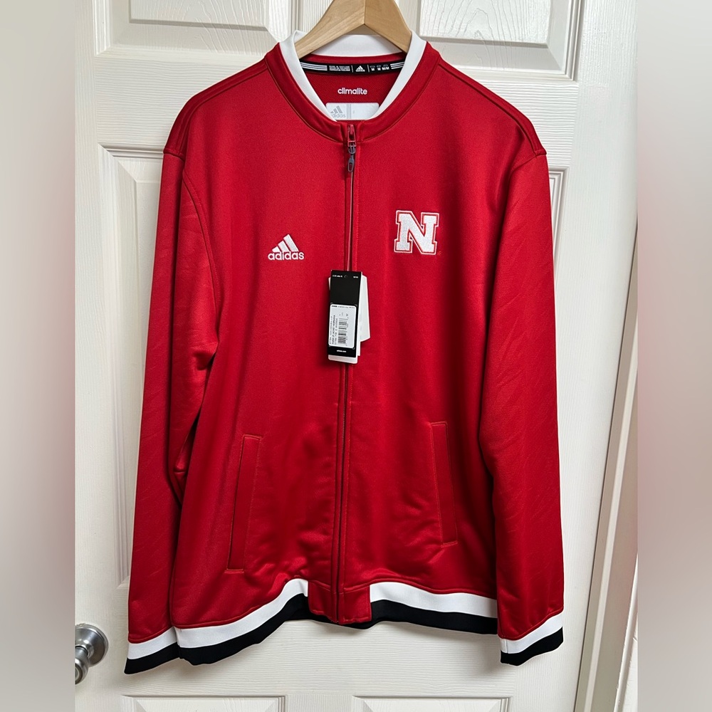 NEW Adidas Nebraska Cornhuskers Men’s Sz M Full-Zip Warm Up NCAA Track Jacket